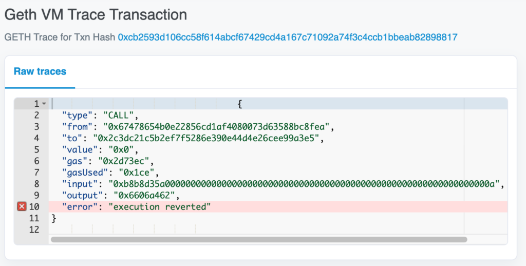 Details of the error with the error selector : "0x6606a462"